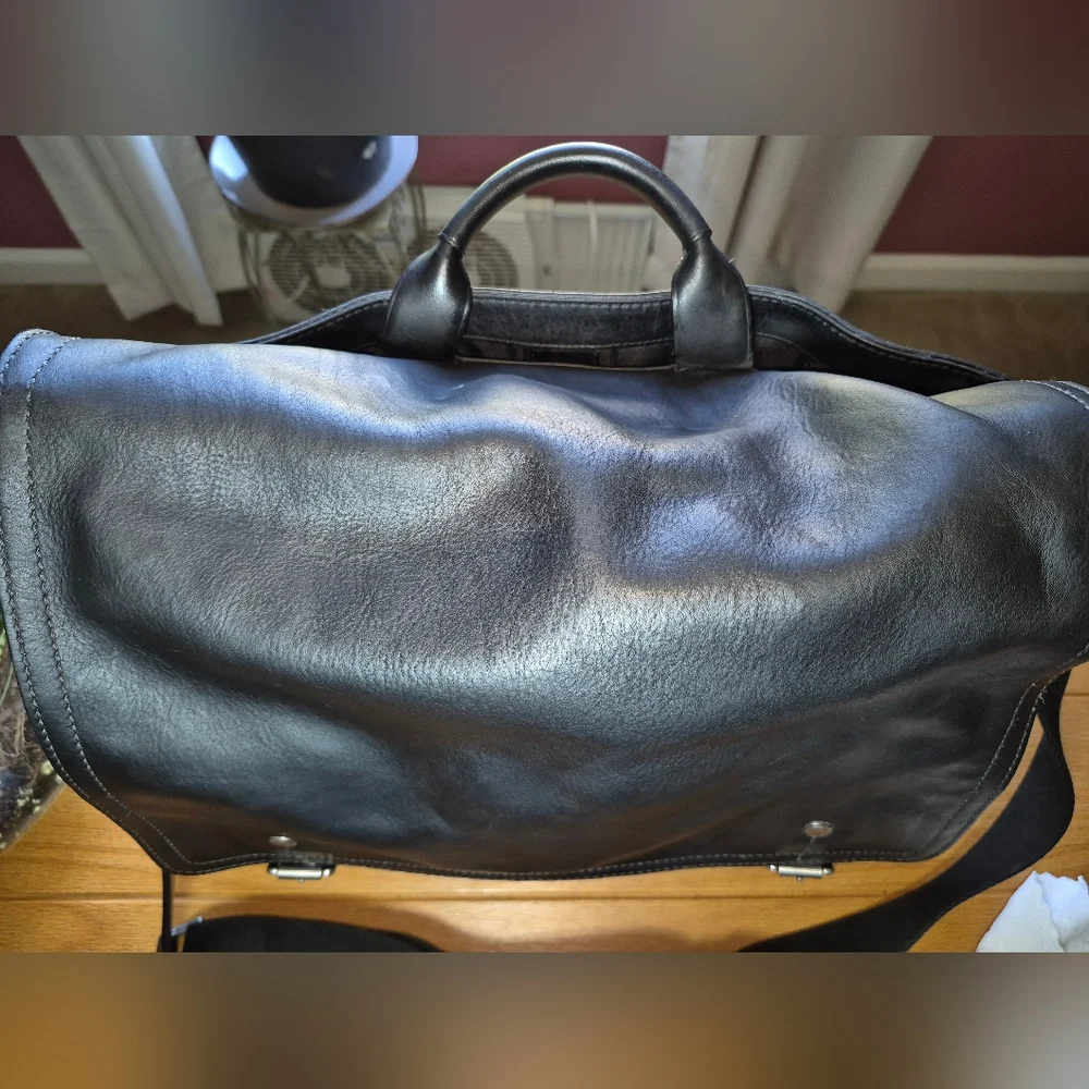 Vintage Coach Black‎ Flatiron II Pebbled Leather Messenger Bag D04S-5747 - Picture 3 of 15